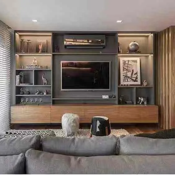 
Freestyle modern design stone grain plywood board TV stand for living room 