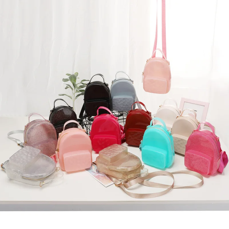 

New Design Candy Color Mini Jelly Backpack PVC shoulder  jelly bag for children and girls