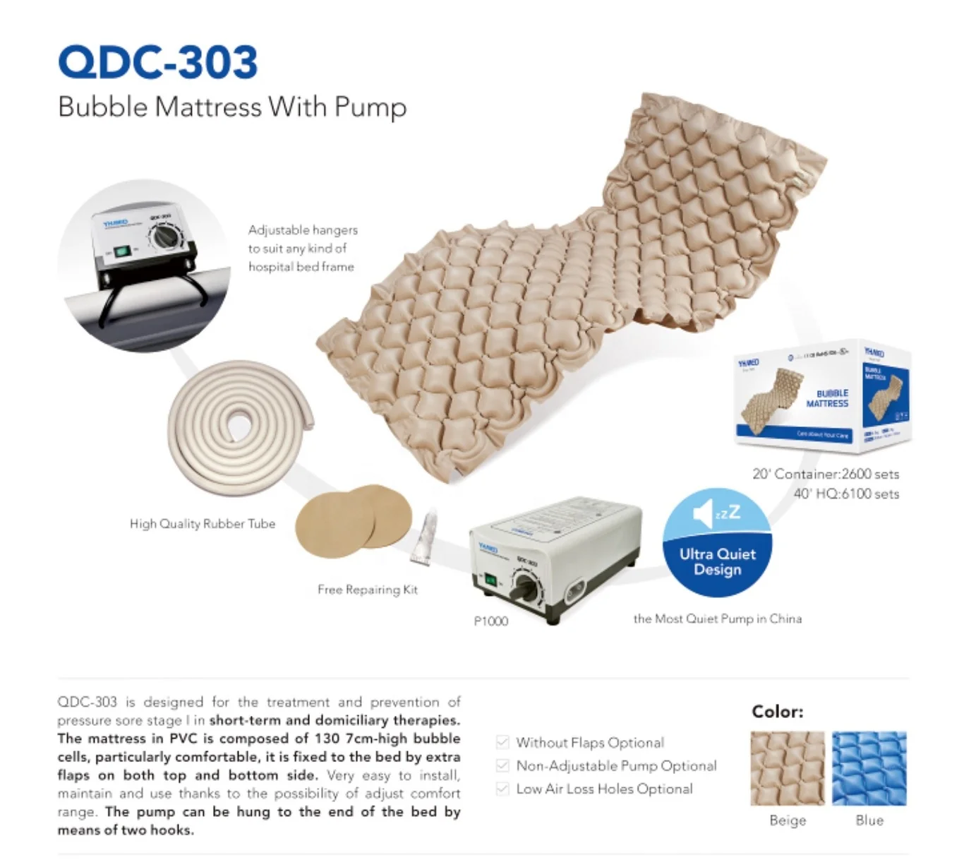 Shanghai Mattress Medical Inflatable Antidecubitus Bubble Air Mattress