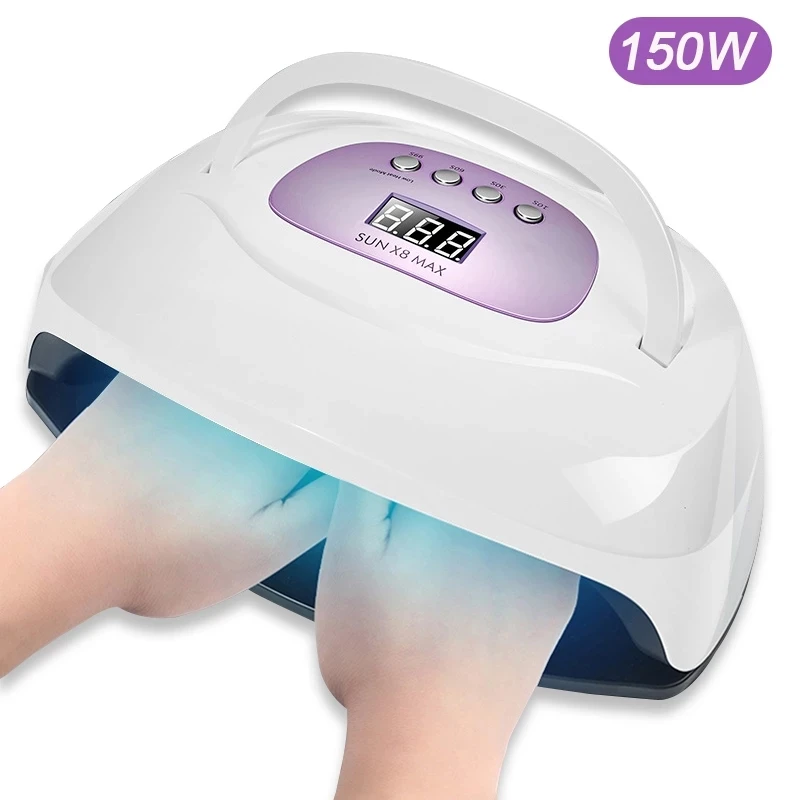 

150W SUNX8 MAX Professional LED Lamp Nail Dryer Fast Curing UV Gel Polish with auto sensor nail lamp, Gold,purple