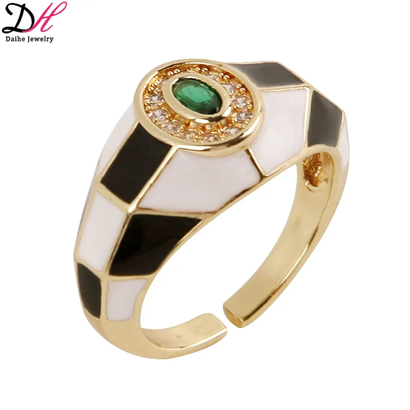 

New eye Fashion Drop Oil Color Ring gold plating ring minimalist Exquisite couple rings jewelry for women Anillo de esmalte, Picture