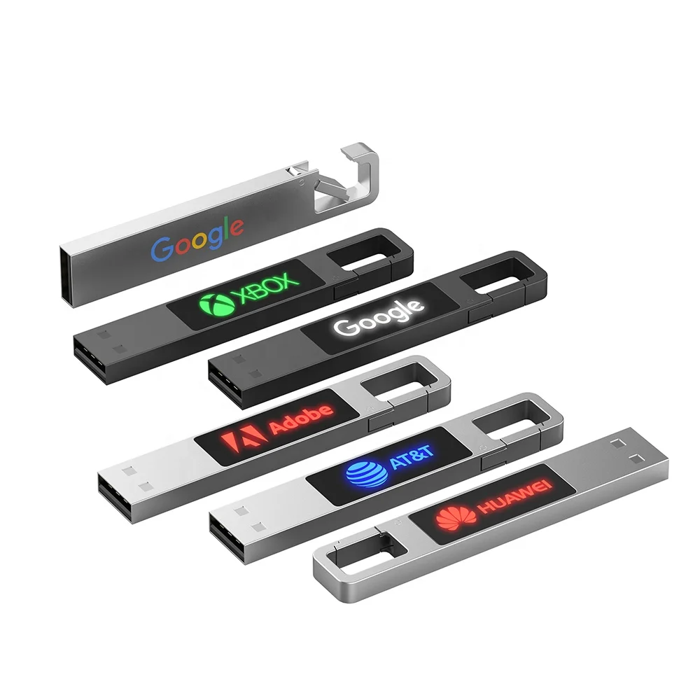 

U43 Factory Private Tiger Buckle USB Key USB2.0 3.0 Custom LED Glowing Logo Metal USB Flash Drives LED Light USB flash drives