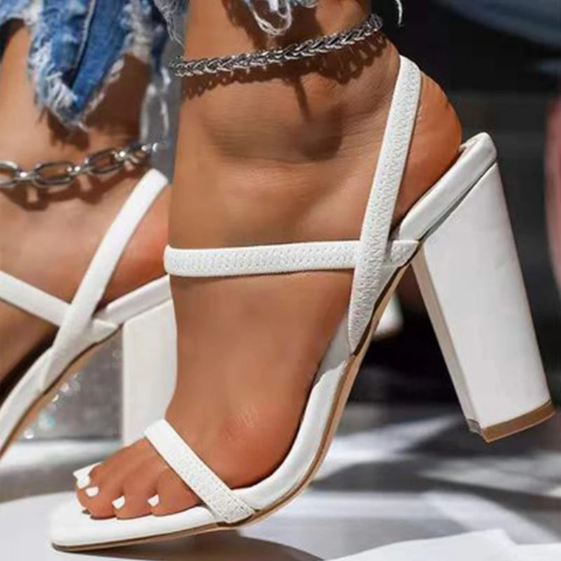 

HLS593 Large size with thick heel open toe sandals summer shoes women heels