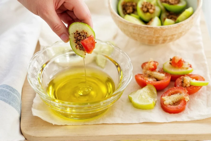 Homemade dipping olive oil in a ceramic bowl