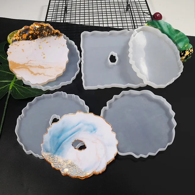 

DIY epoxy jewelry making tools resin mold silicone geode molds for resin coaster, Transparent