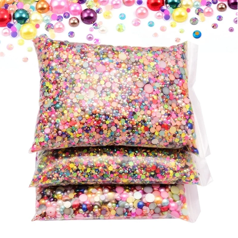 

Blinginbox Assorted Plastic Big Package Mix Sizes Colorful ABS Half Round Pearl And Resin Rhinestones For Nail Mobile DIY Craft, Mix colors