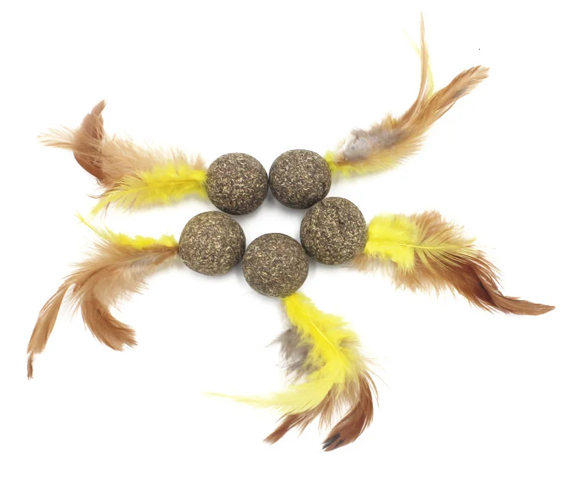 Cat Nip Toys Soft Feather Toy Ball Treats Interactive Kitten Soft Healthy Toy 