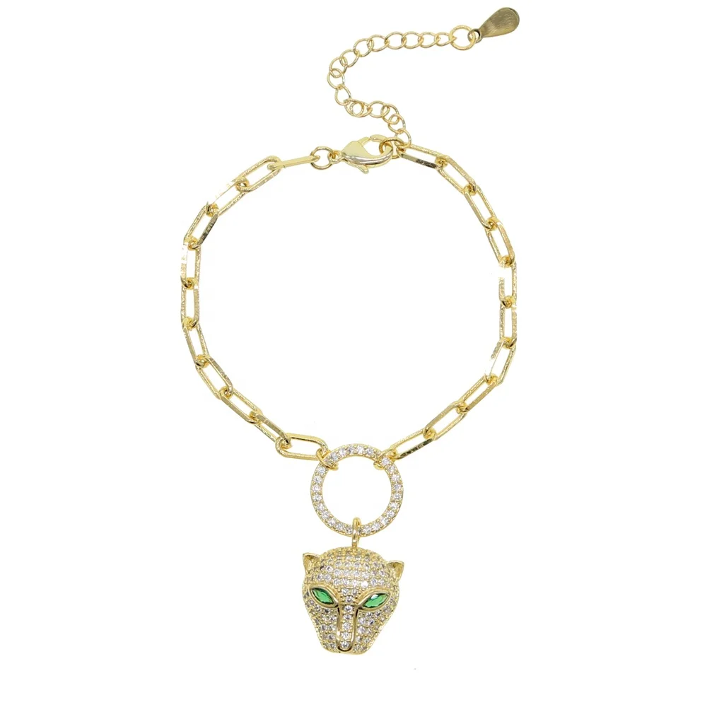 

New arrived gold color Leopard Head Bracelet Luxury Jewelry Gold Silver Color link chain Bracelets for Women