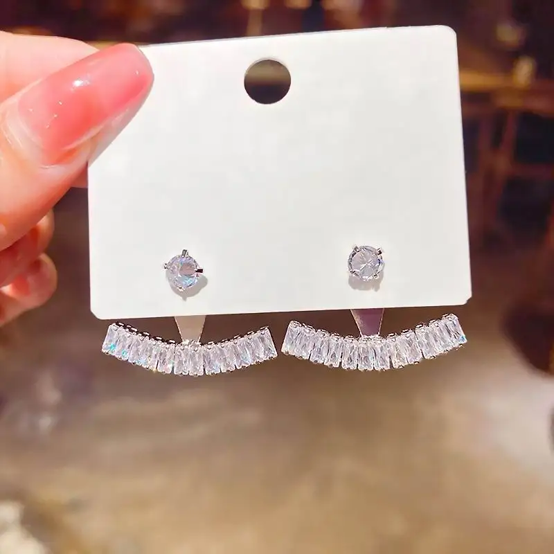 

2021 New Jewelry High Grade Simple Zirconia Front And Back Stud Earrings