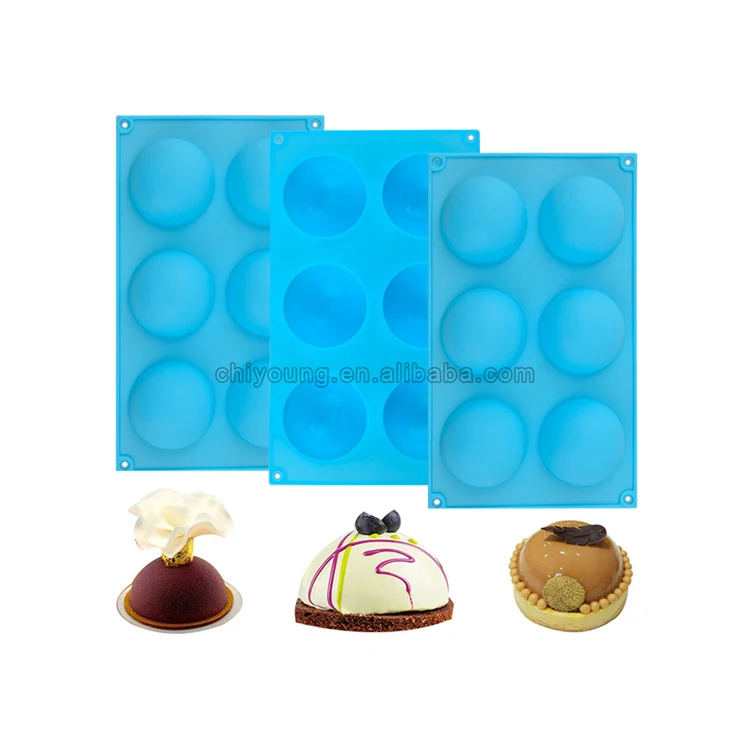 

factory free sample 6 hole half ball shape cake silicon mold soap making candle molds