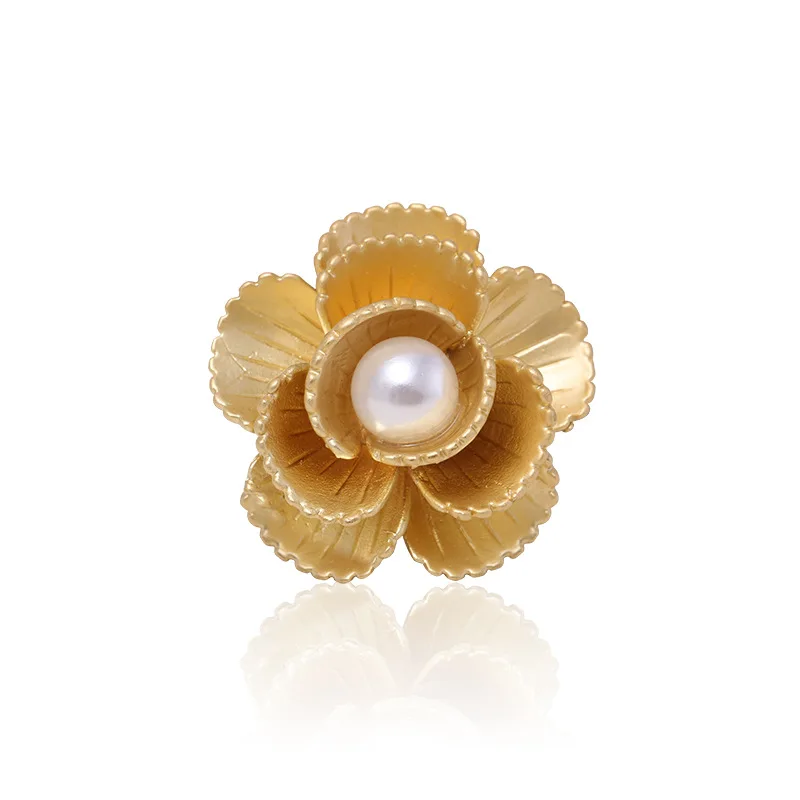 

Jachon Hot - selling pure handmade matte plating brooch exquisite multi - petal flower pearl new brooch, As picture