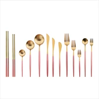 

colorful gold 18/8SS 304 stainless steel wedding cutlery gift Talheres ocidentais spoons forks and knives coffee table spoon