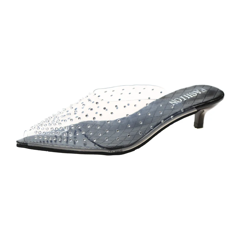 

2020 new design women sandals transparent comfortable low heel shoes