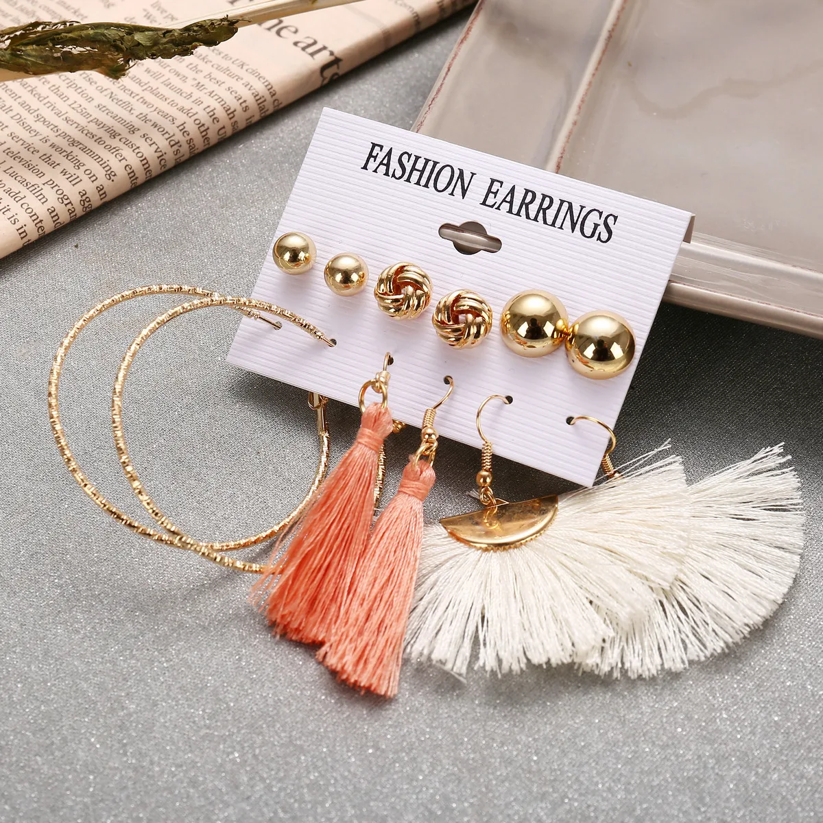 

Bohemian Earrings for Women Tassel Earring Set For Women Round Semicircle Drop Tassel Earrings Dangle Jewelry for Female