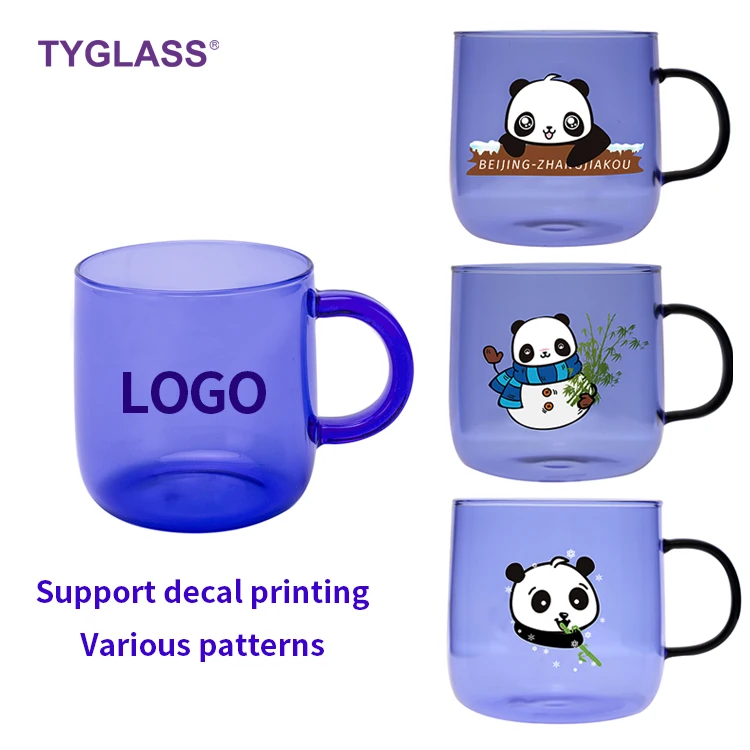

Professional Manufacture gift coloured boba single wall drinking decal tinted glass cup