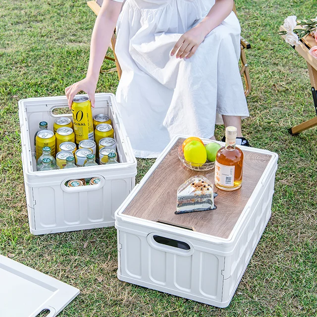 

XingYou camping plastic storage box Car Camping Foldable Storage Box With Wood Lids outdoor Storage box