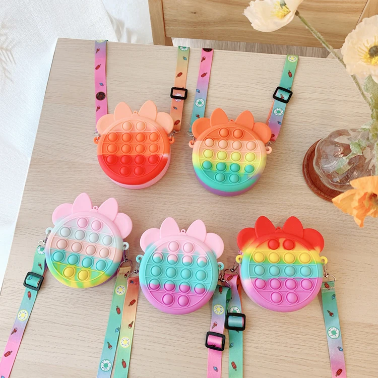 

Christmas kid jelly small crossbody cell phone pop purses fidget popping purse bag silicone bags for kids bags, As per picture
