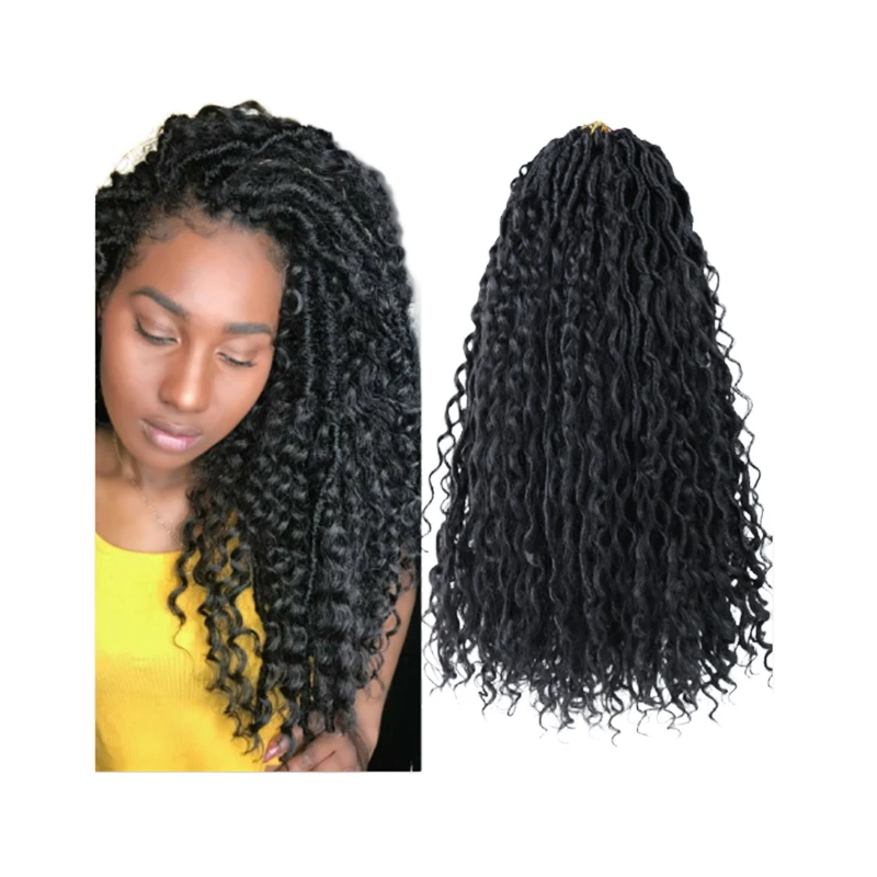 

TOP Sales in Europe and America 18 Inch 24 Strands Faux Locs Curly synthetic hair extension braids wholesale braiding hair, 4colors