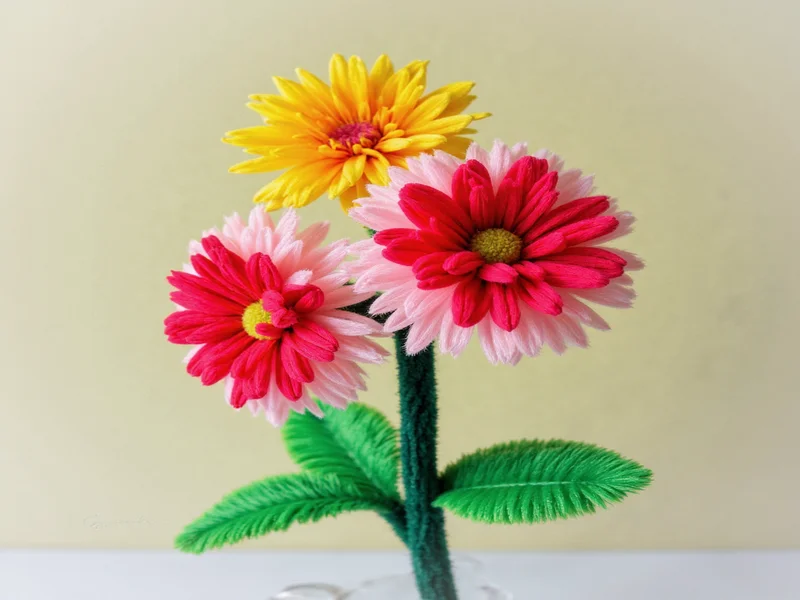 Step-by-step pipe cleaner flower crafting tutorial