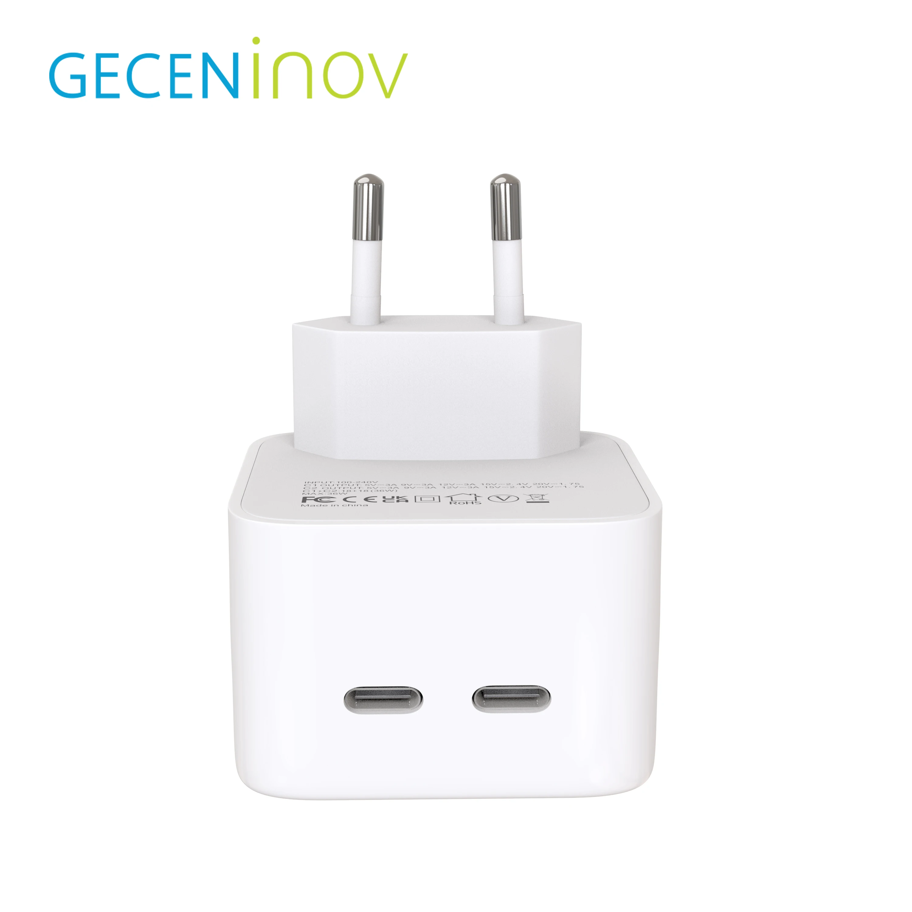 

Gecen GaN 35w Phone Charger Dual Ports Type-C Power Adapter Fast Charger For Phone