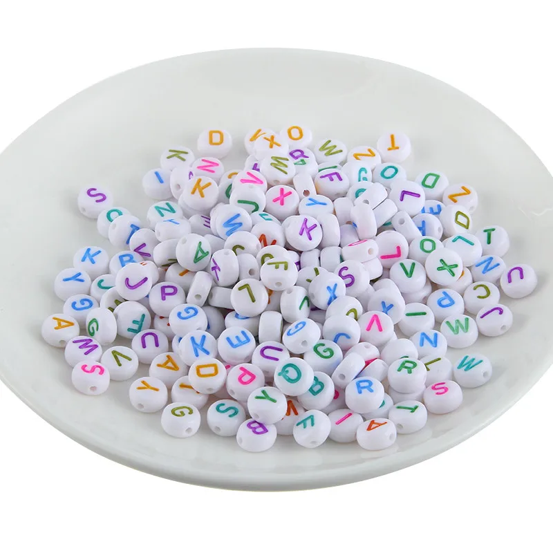 

Flat Round Colorful Alphabet Acrylic Beads For DIY Handmade Accessories