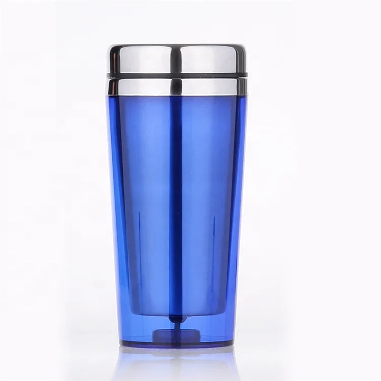 Promotions cheap double wall stainless steel and plastic outside coffee mug travel mug with lid