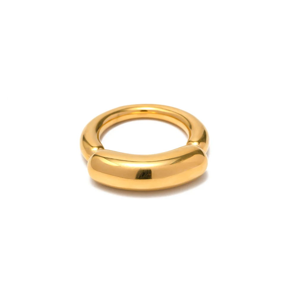 

18K Gold Plated Geometric Bend Chunky Rings Jewelry Manufacturer Custom Jewelry For Girls