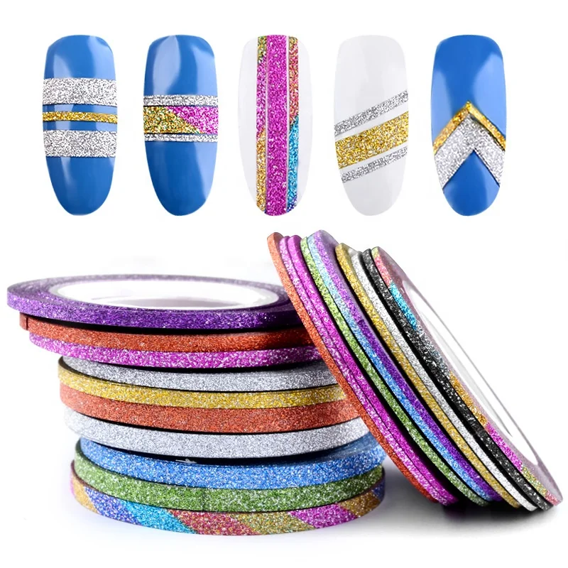 

10Pcs 1mm/2mm/3mm Striping Tape Line Nail Sticker Mermaid Scrub Colorful Design Nail Decals Manicure DIY Tools Nails Decorations