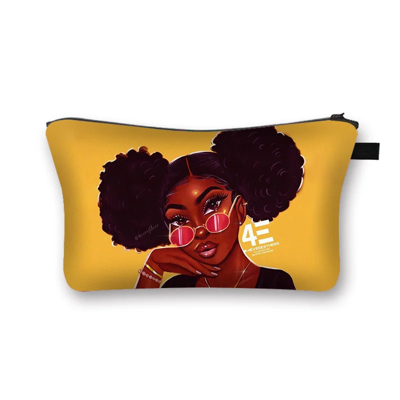 

Black Art Girls Magic African Make Up Pouch Bag Toiletry Travel Organizer Makeup Cosmetic Bag Women, Customized