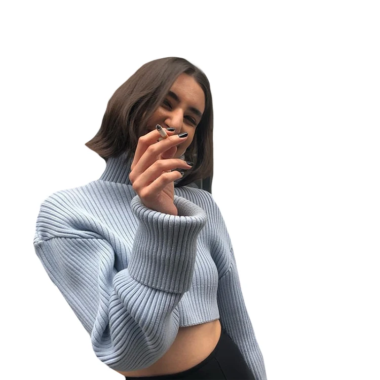 

Autumn Winter New Women's Long-sleeved Thicken Pullovers Pull Femme High Neck Knitting Soft Solid Color Sweater