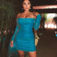 

FS2391A New style sexy women off shoulder shiny dress