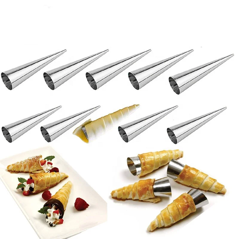 

Conical Tube Cone Roll Moulds Spiral Croissants Molds Cream Horn Mould Pastry Mold Cookie Dessert Home Kitchen Baking Tool