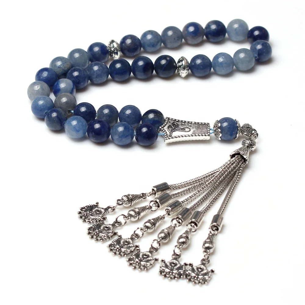 

Natural blue aventurine stone islamic tasbih prayer beads muslim rosary