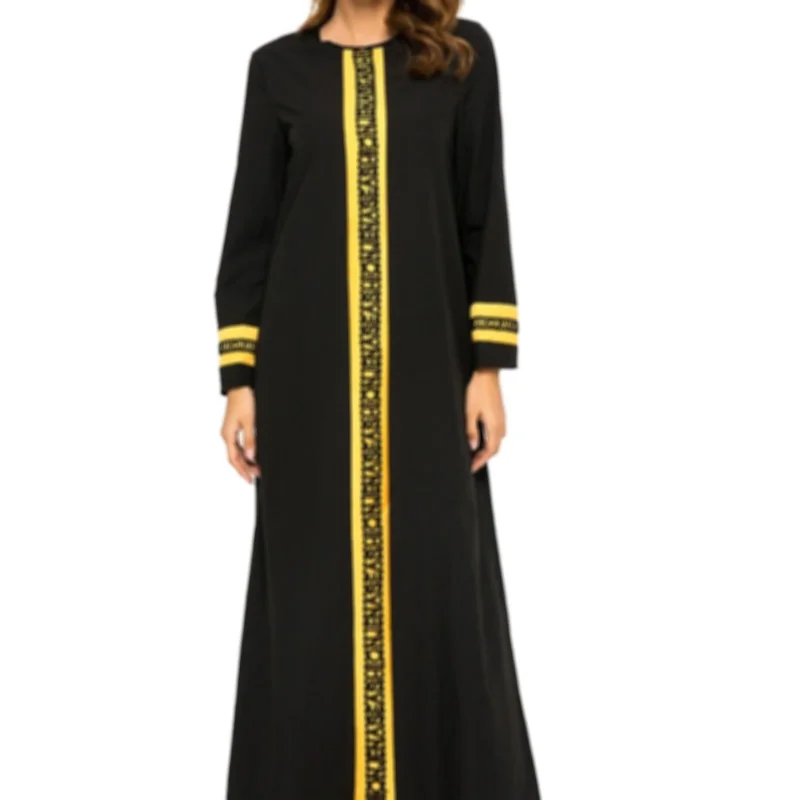 

Summer Lace Contrasting Color Muslim Dress Arab Women's Robe
