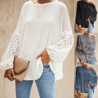 

Fashion Hollow Long Sleeve Blouse Women Breathable Cosy Shirt Ladies Spring White Black Tops