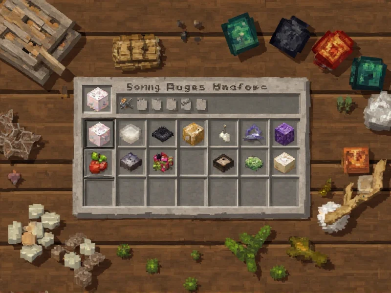 Minecraft crafting materials laid out on crafting table