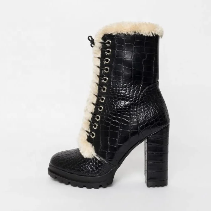 

New collection Fur boot women winter shoes high heel