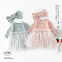 

Fashion Korean baby clothes romper long sleeve baby girls rompers with headband