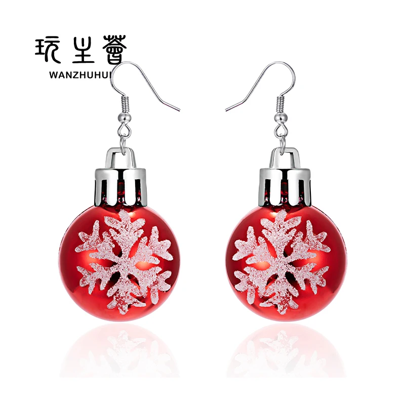 

Hot beautiful design ladies resin merry christmas festival ball snow drop earrings jewelry for women