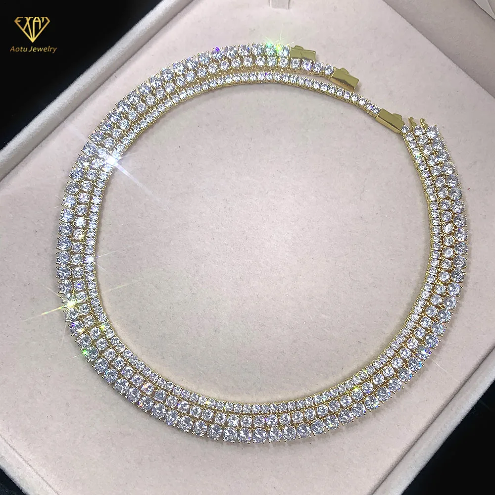 

2021 great sale cz tennis chain iced out diamond necklace gold