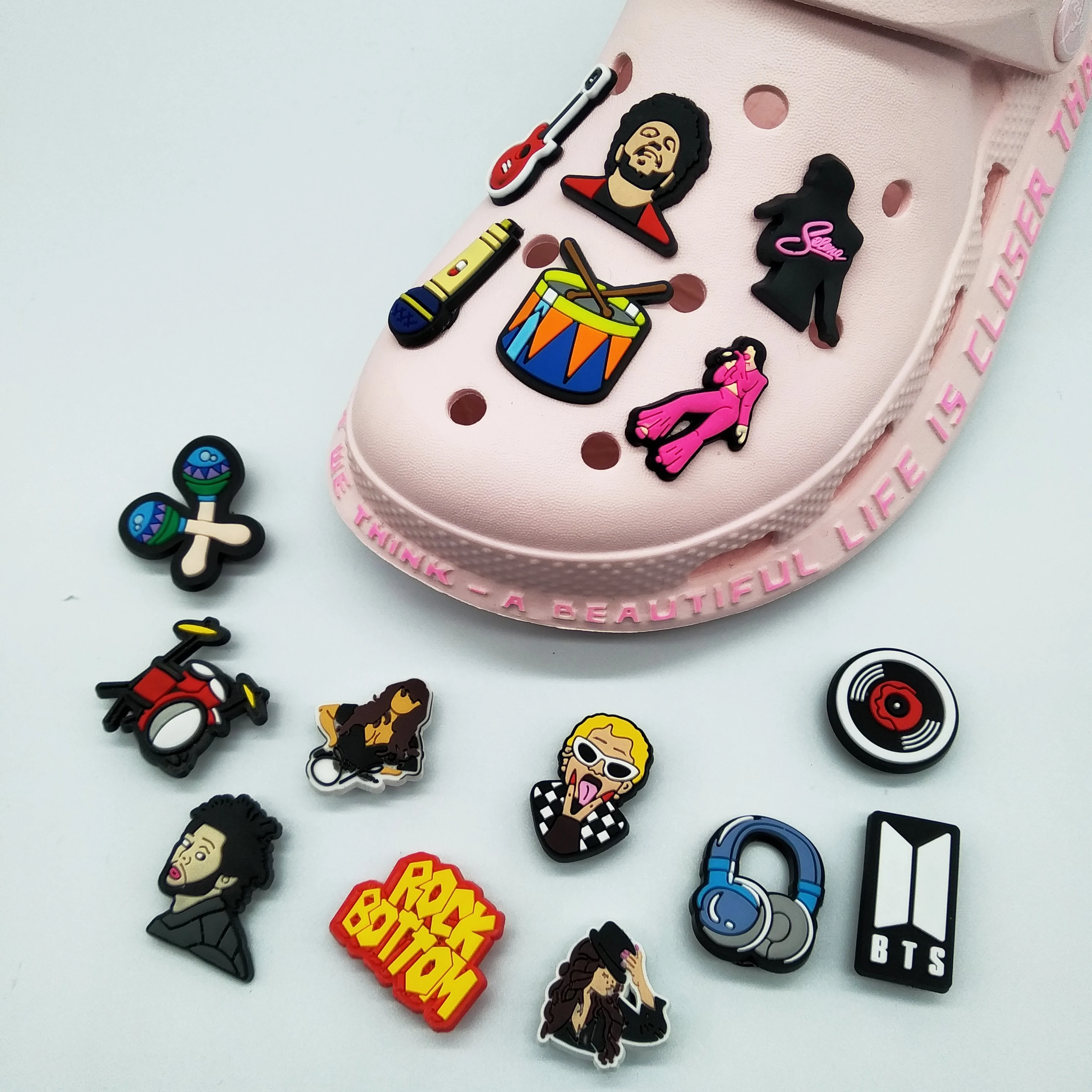 

Goods in stock Factory direct sale new style Croc shoe charms clog PVC Shoes accessories The band croc charms