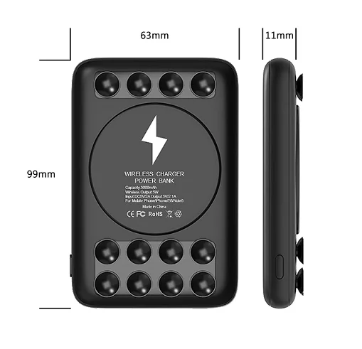 

New trend selling mini 5000mah ultra-thin portable power bank with suction cup