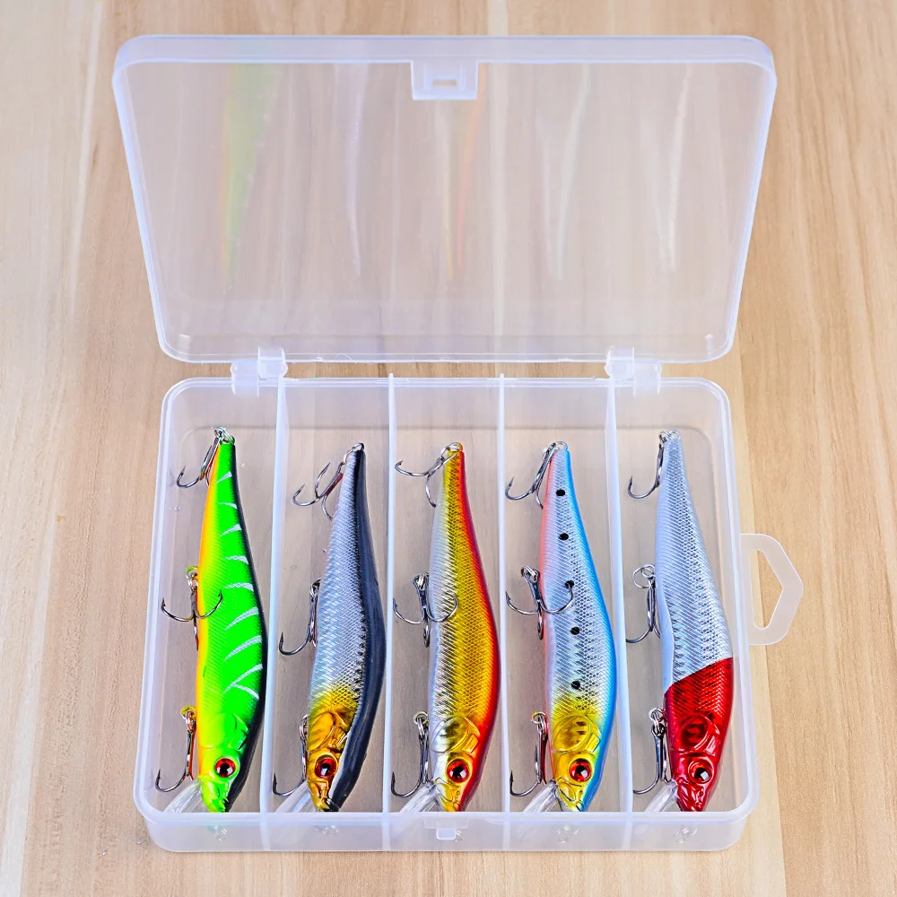 

5pcs Mixed Colors Minnow Baits Kit Fishing Lure Set, Vavious colors