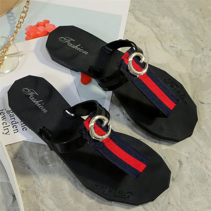 

Drop Shipping 2021 Summer New Beach Sandals Famous Brand Rhinestones Women Flipflop Flip Flops Flip-Flops Slippers