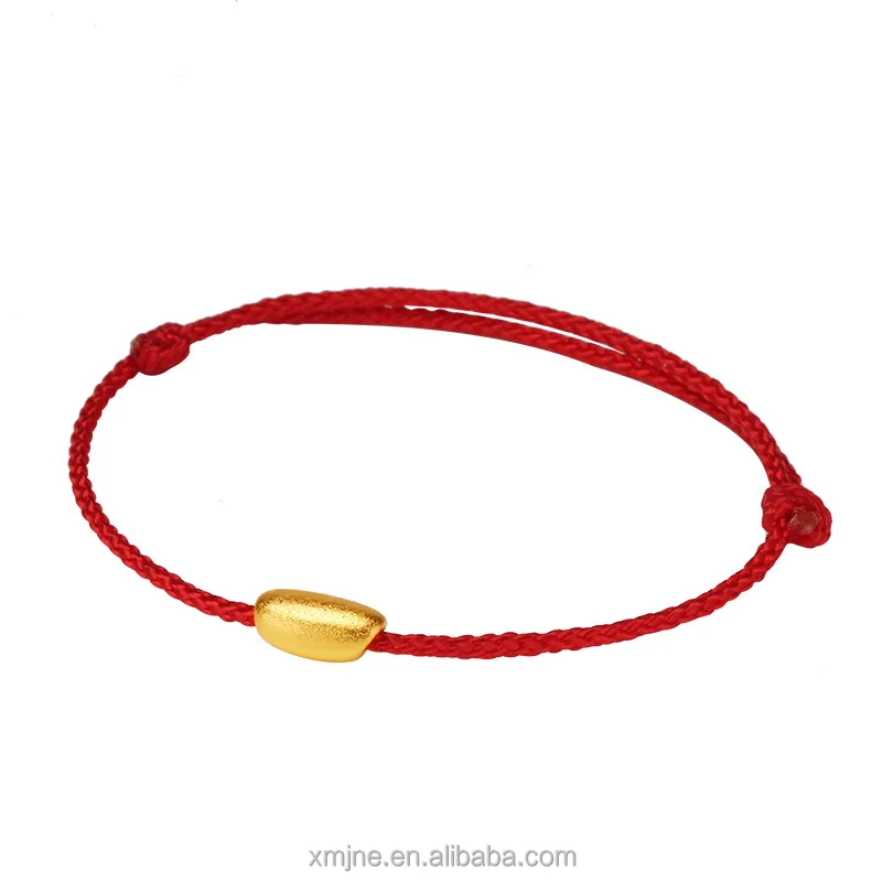 

Certified Year Of The Rat Rice Bracelet Red Rope Bracelet Female 3D Hard Grain Pure Gold Transfer Beads Valentine's Day