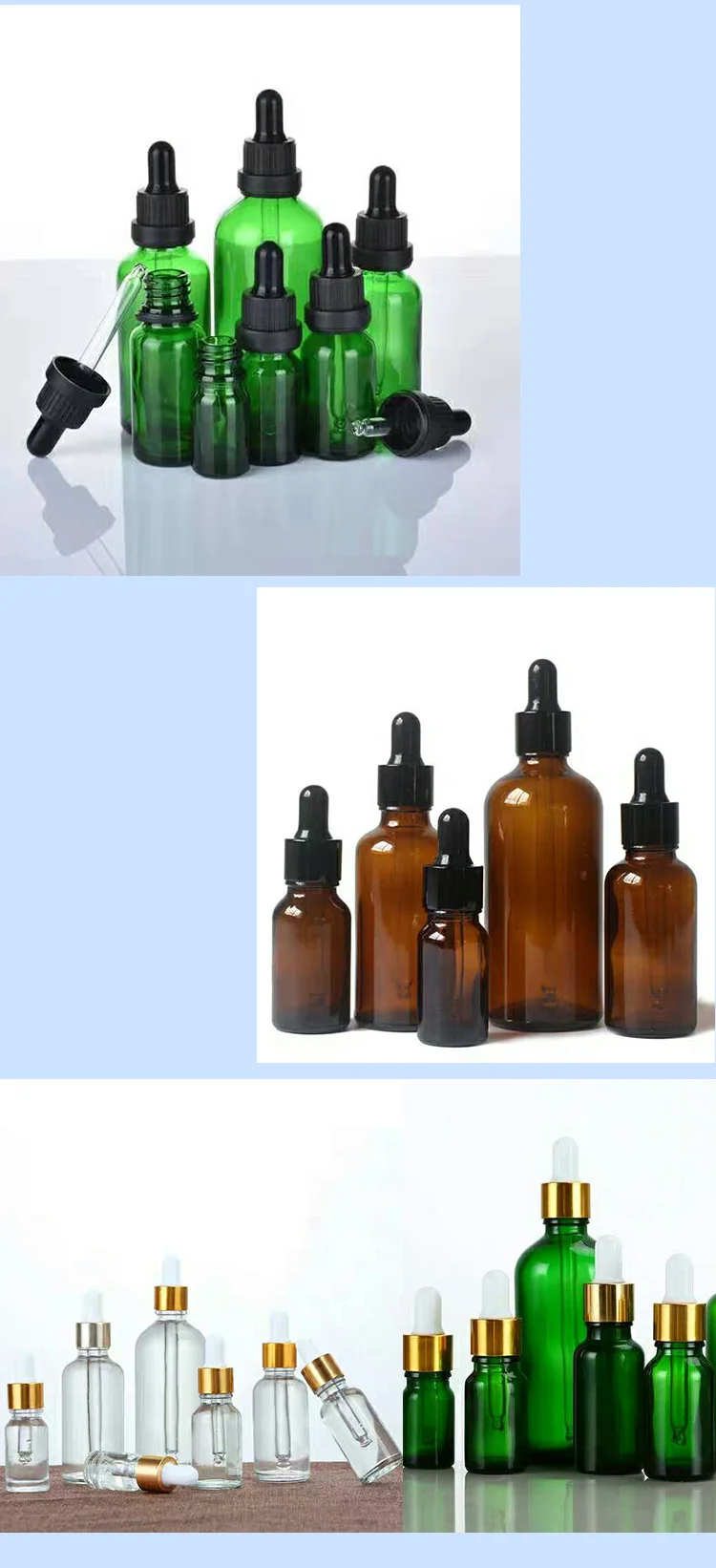 Factory Produced Wholesale Hot Sale Glass Essential Oil Bottle with Spray/Pump