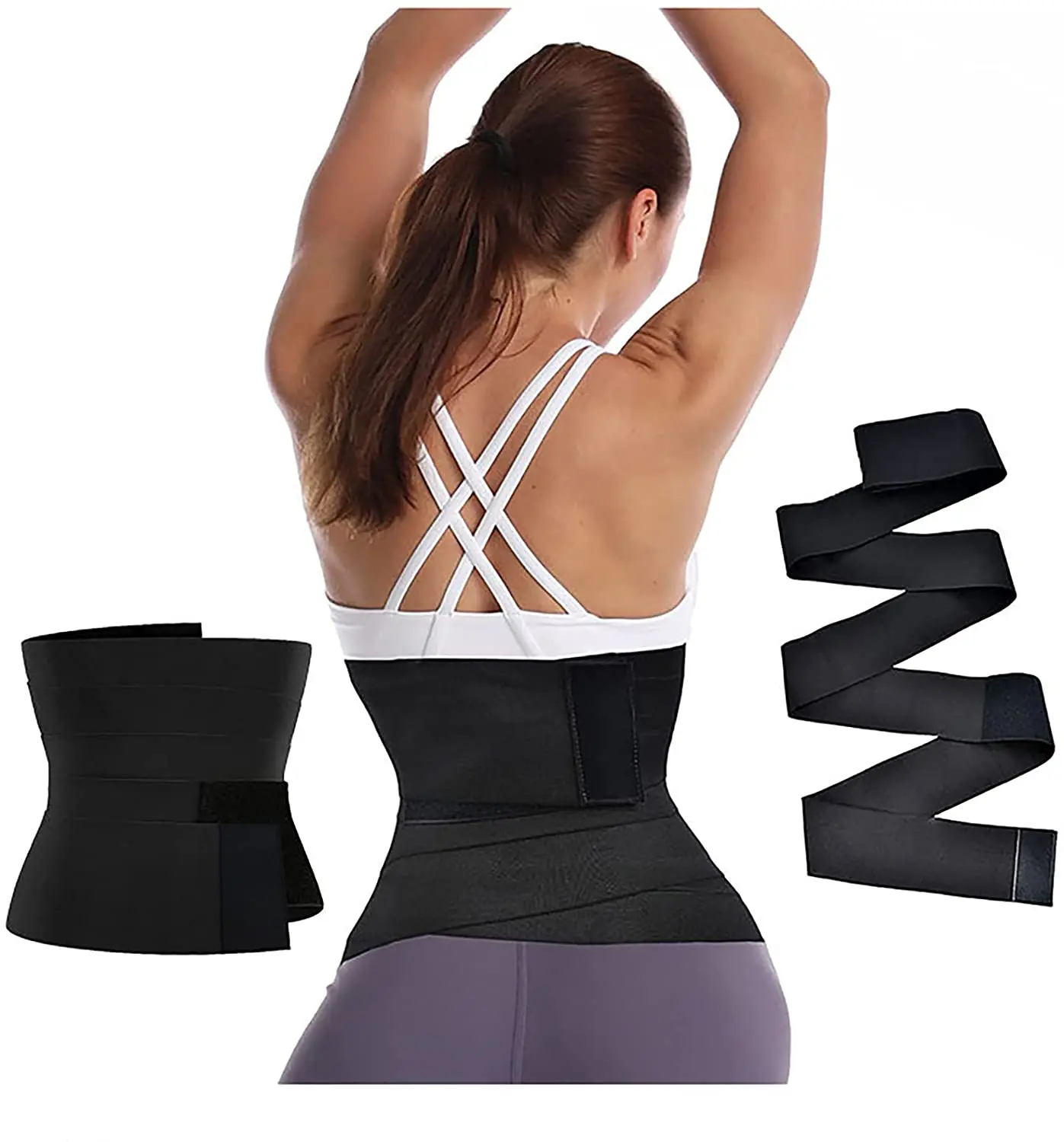 

KSY High Quality Women Bandage Tummy Wrap Waist Trimmer Corset Support Trainer Shaper Training Belt Band Waist Wrap, Black red brown