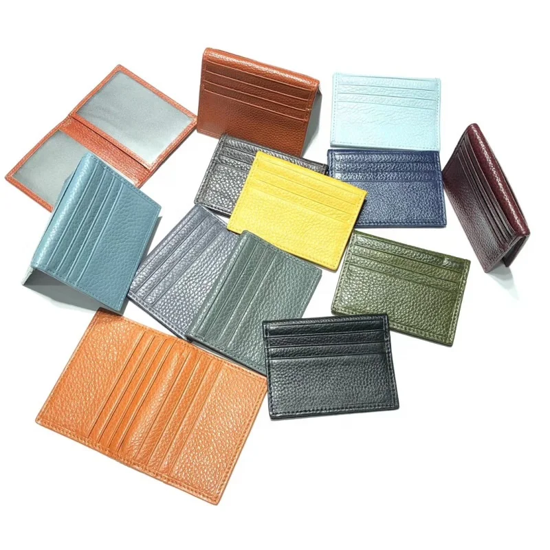 

100% Genuine Leather Passport Holder Driver License Set Women's Ultra-thin Document Bag Color Multi-card Bit Small Card Bag Men