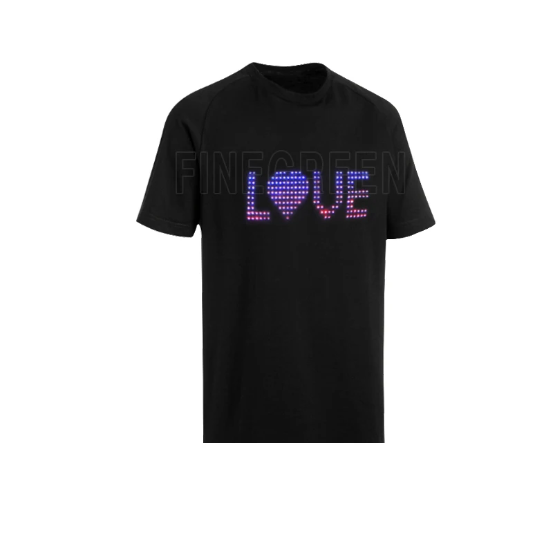 

high quality led t shirt programmable led app controlled t shirt USB rechargeable led t shirt