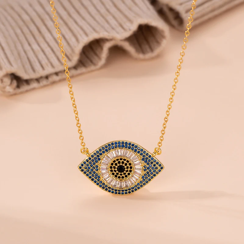 

Custom Necklace evil eye gold plated necklace copper micro inlaid zircon wholesale Evil Eye Necklace